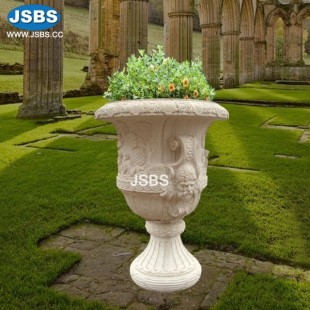 Ornate Beige Flower Pot, JS-P197B